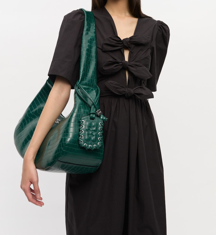 GANNI Bou Veske Hobo Medium Croco