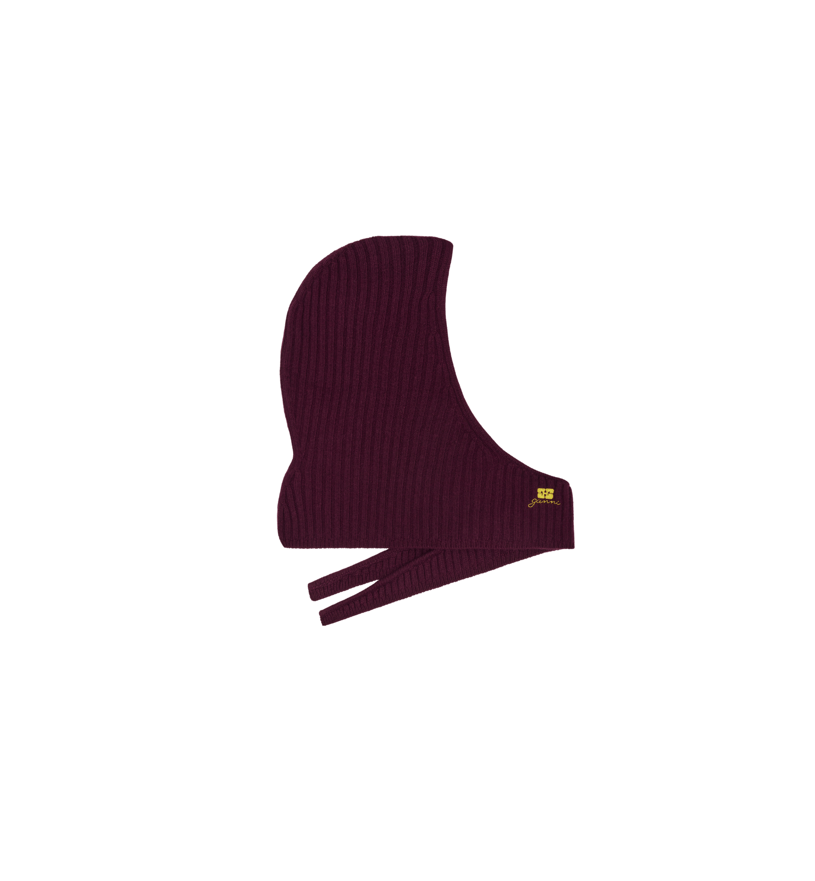 GANNI Bordeaux Kjerne Fremtidens Ullstrikk Balaklava