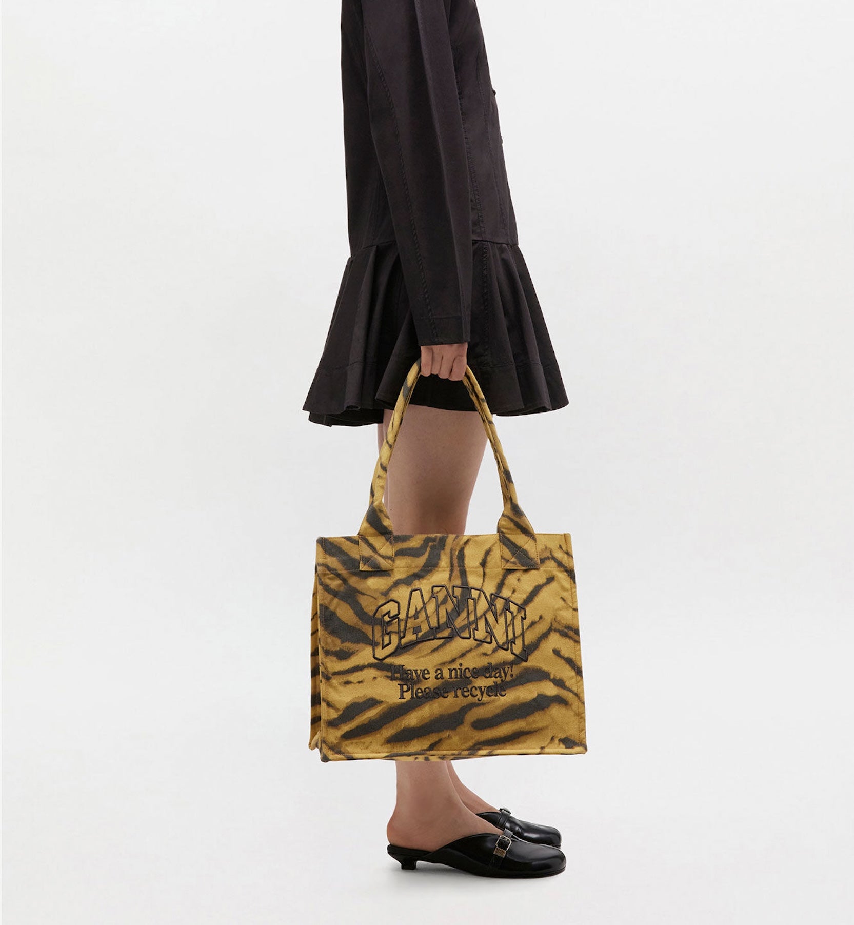 GANNI Stor Lomme Print Zebra Enkel Shopper