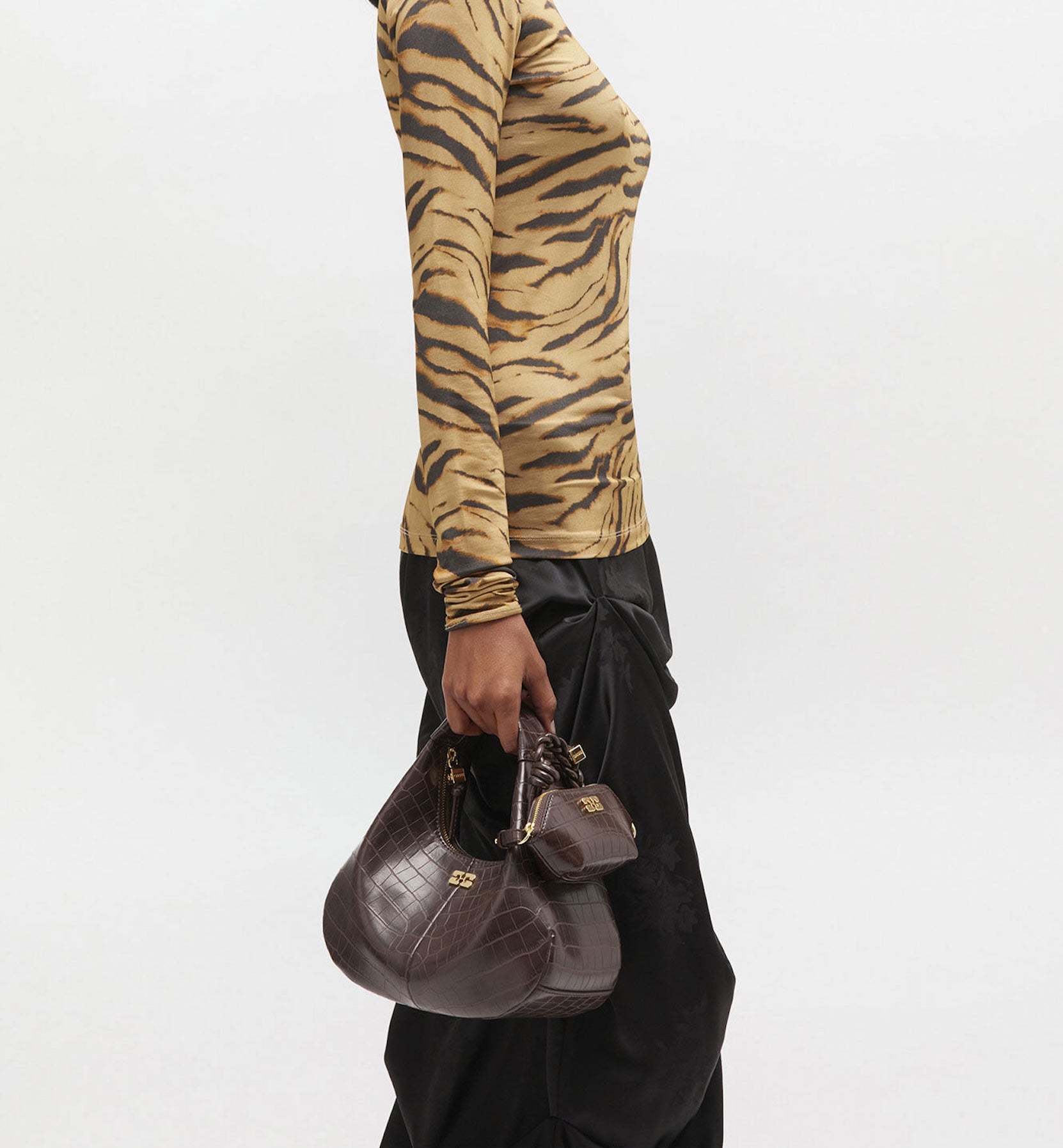 GANNI Mini Croco Hobo Veske