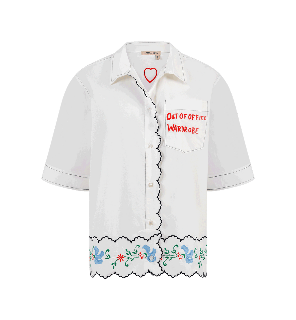 Stella Nova Fargede Broderte Oversized Skjorte