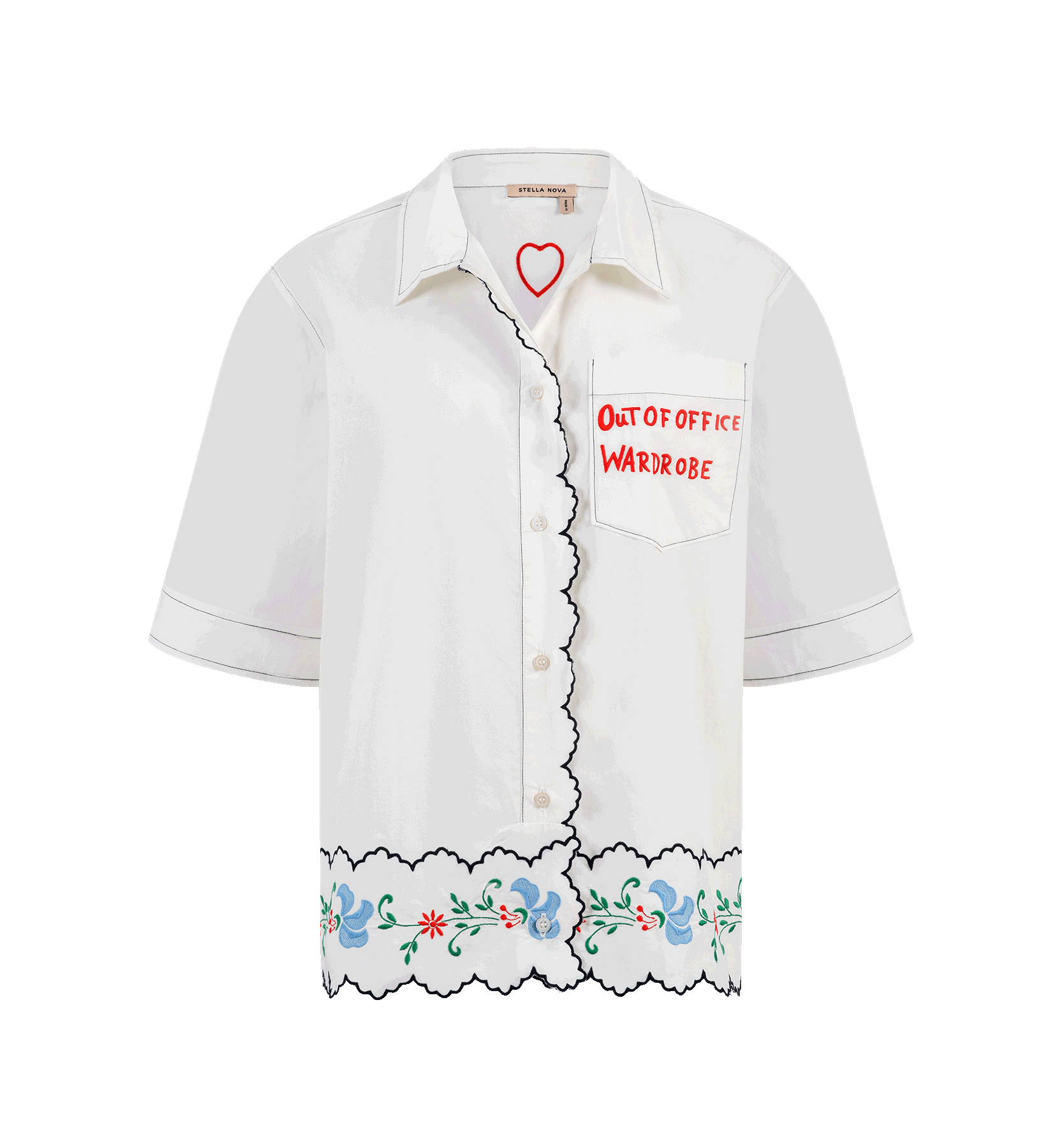 Stella Nova Fargede Broderte Oversized Skjorte
