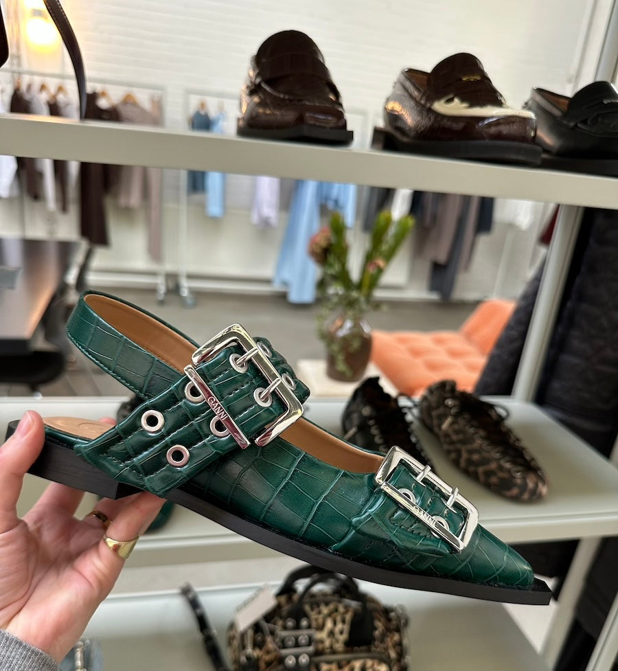 GANNI Feminine Croco Spenne Ballerina