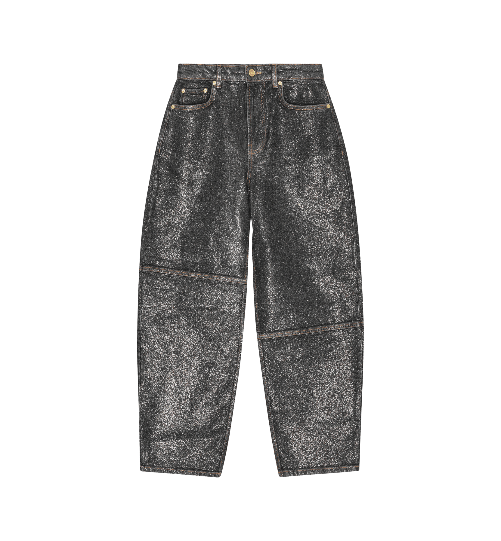 GANNI Skinnende Folie Denim Stjernede Jeans