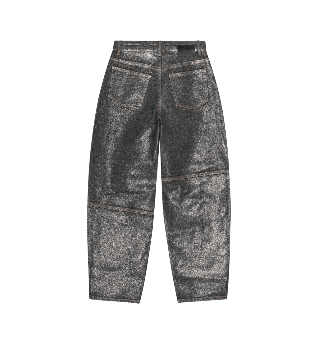 GANNI Skinnende Folie Denim Stjernede Jeans