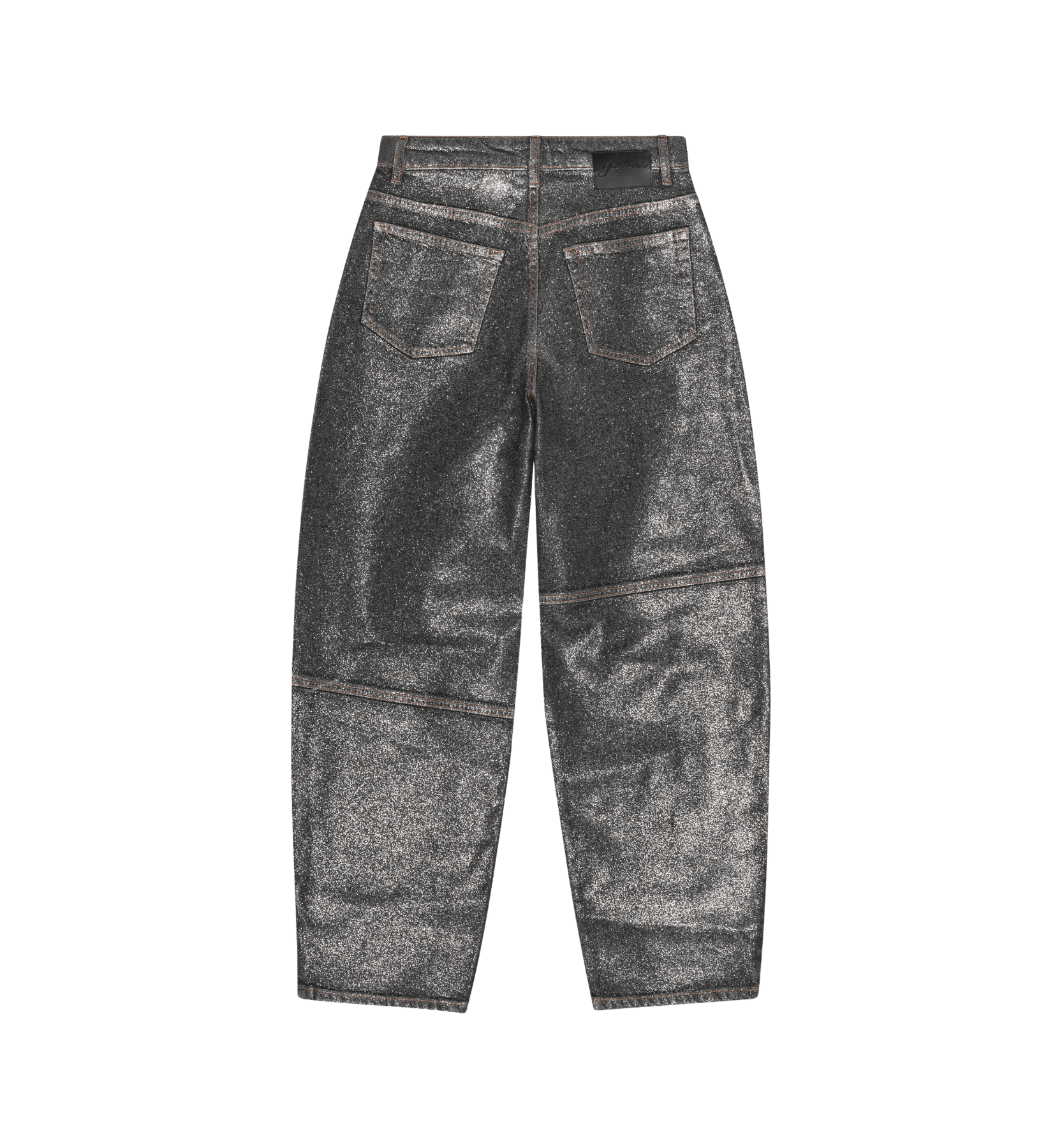 GANNI Skinnende Folie Denim Stjernede Jeans