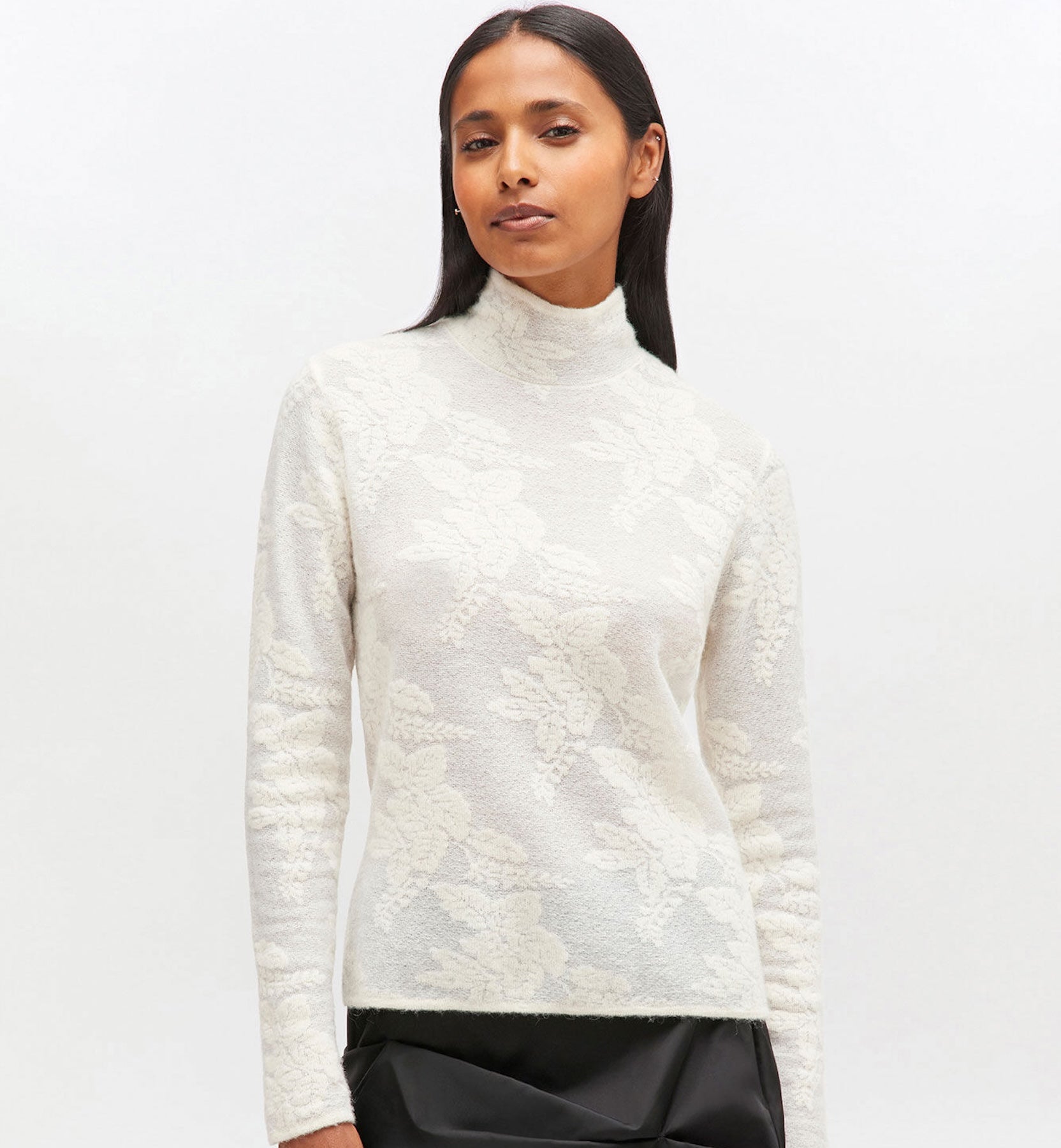 GANNI Gjennomsiktig Blomst Jacquard Mockneck