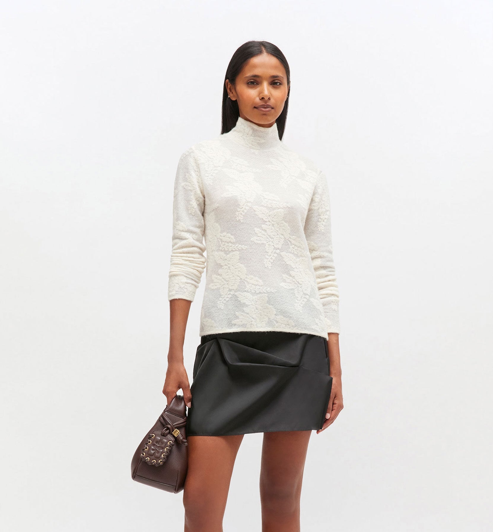 GANNI Gjennomsiktig Blomst Jacquard Mockneck