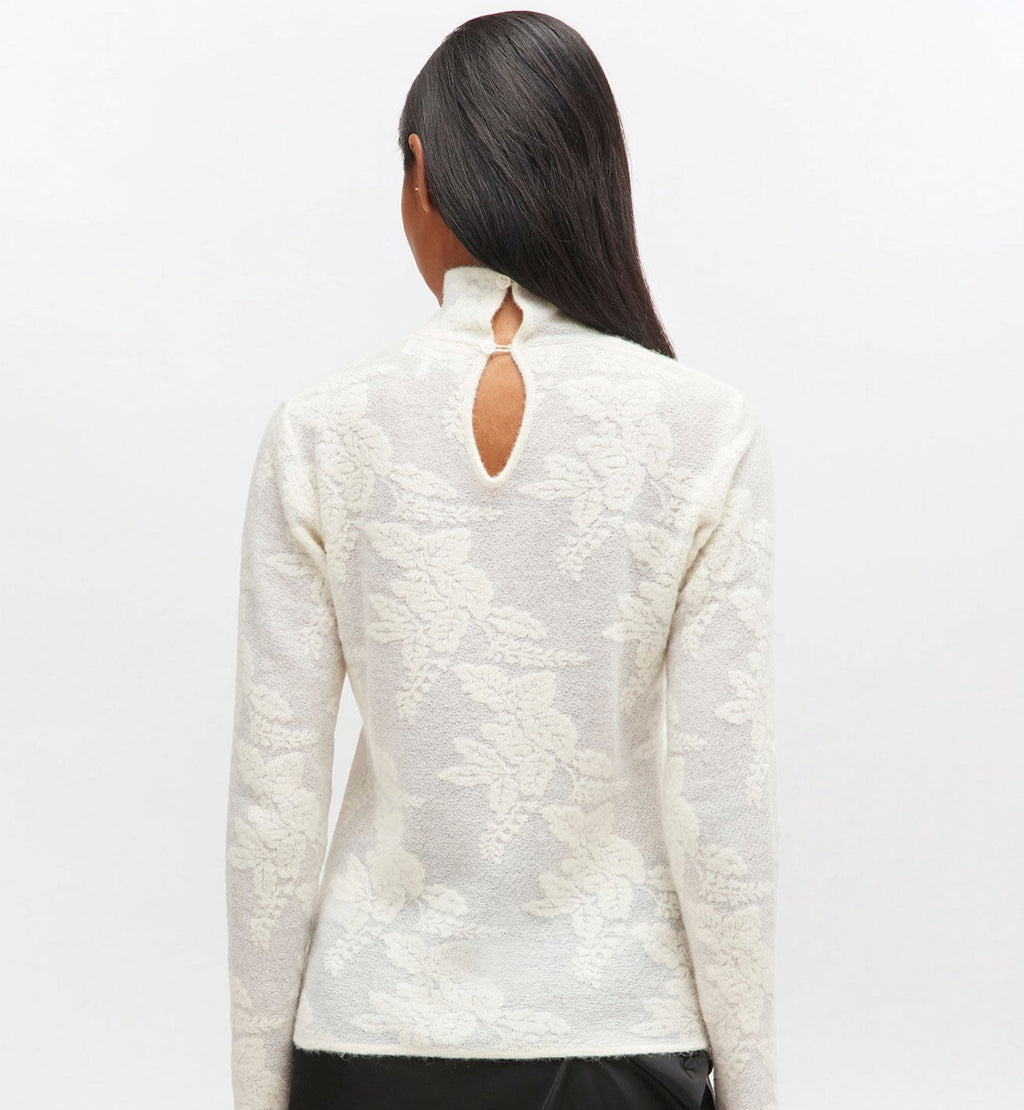 GANNI Gjennomsiktig Blomst Jacquard Mockneck