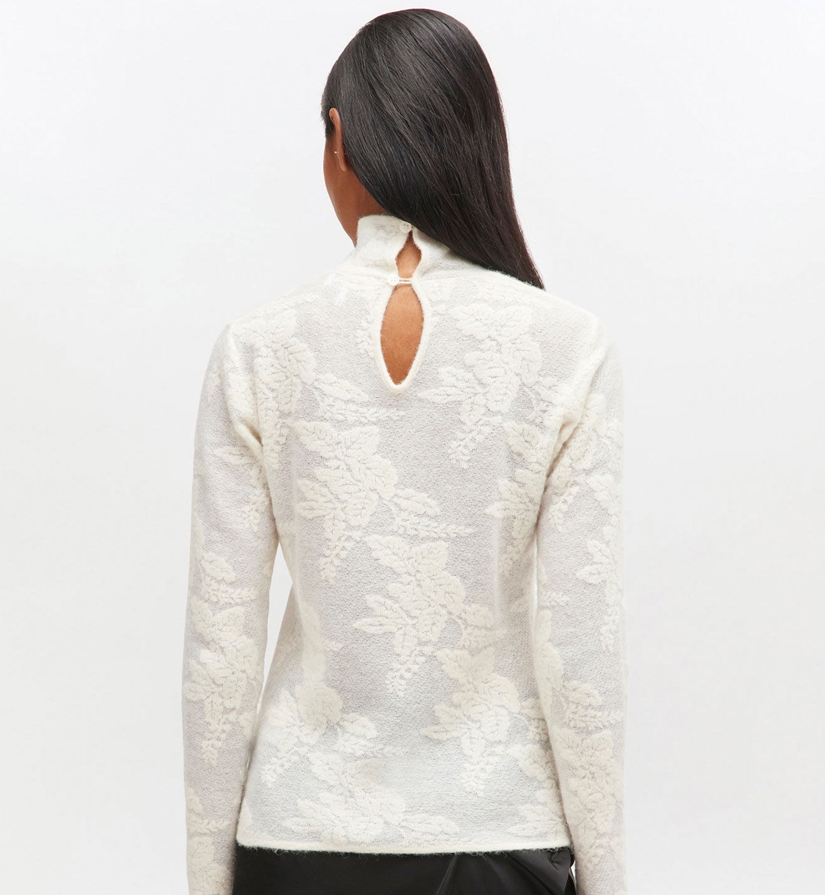 GANNI Gjennomsiktig Blomst Jacquard Mockneck
