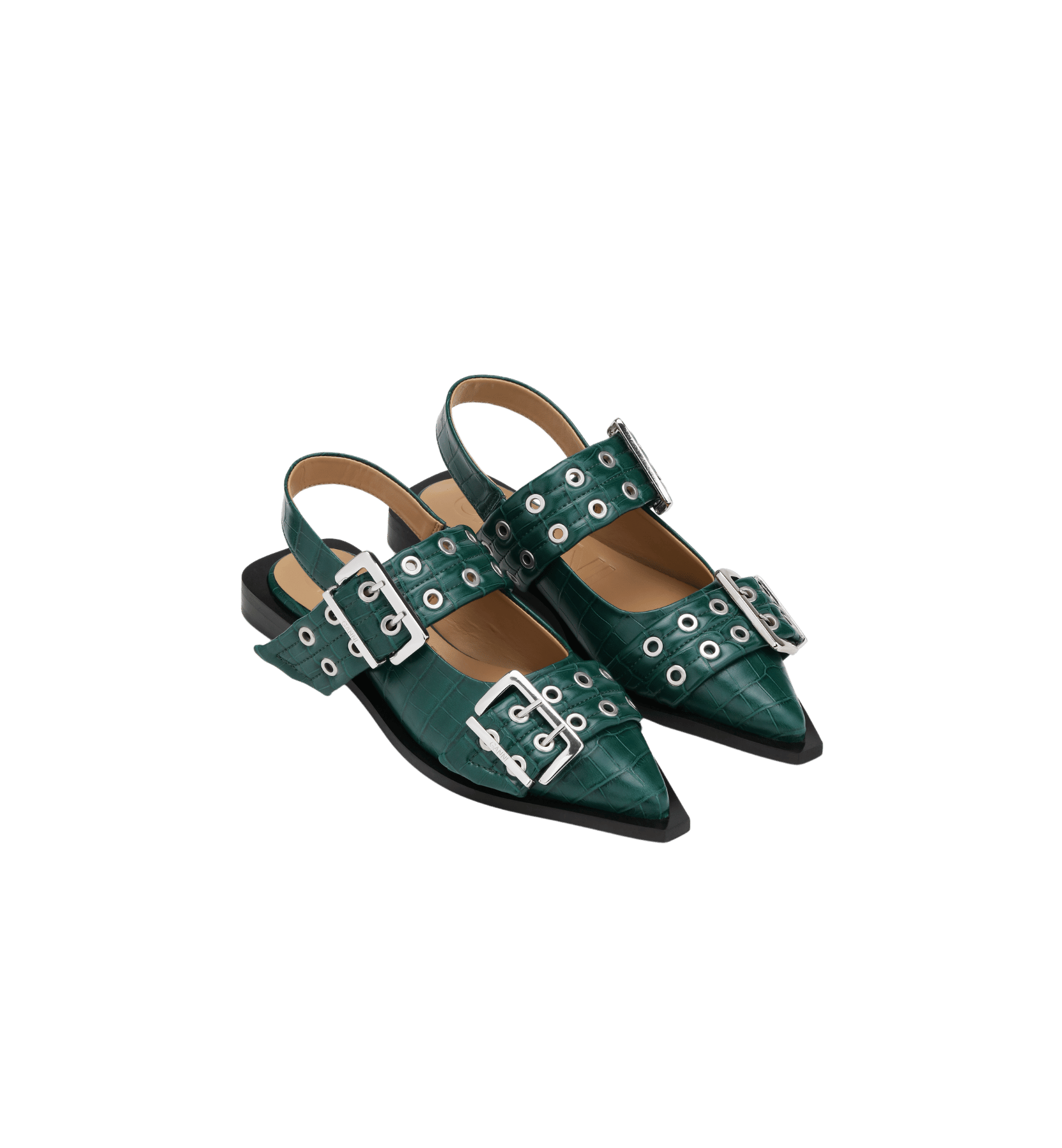 GANNI Feminine Croco Spenne Ballerina