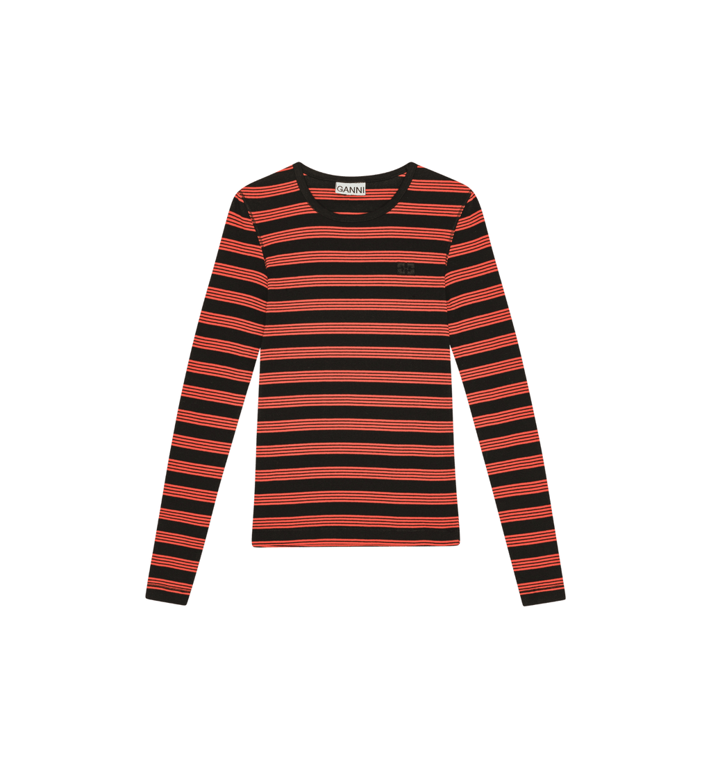 GANNI Stripes Lett ribbestrikket langermet