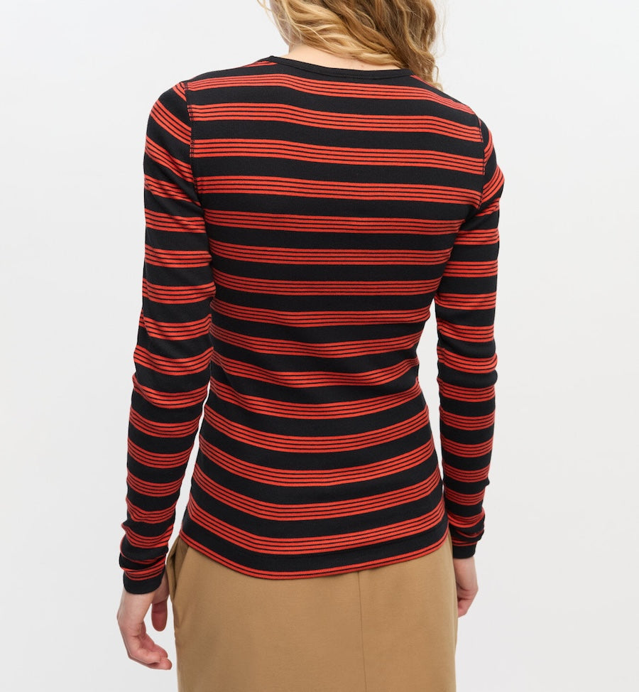 GANNI Stripes Lett ribbestrikket langermet