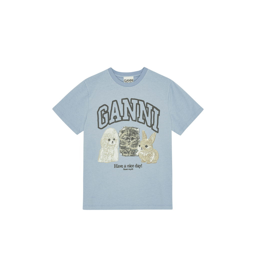 GANNI Jersey Animals Relaxed T-skjorte