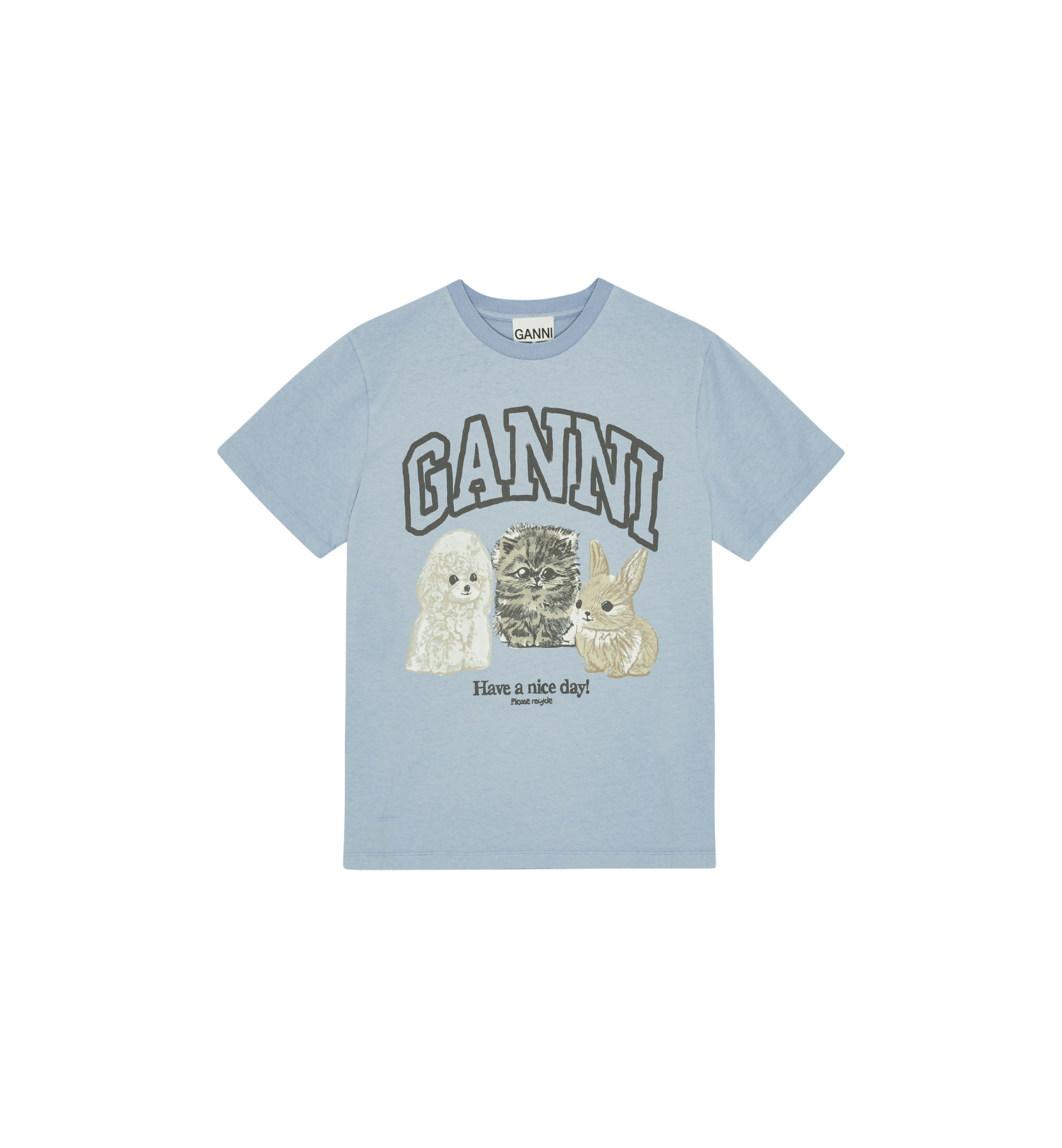 GANNI Jersey Animals Relaxed T-skjorte