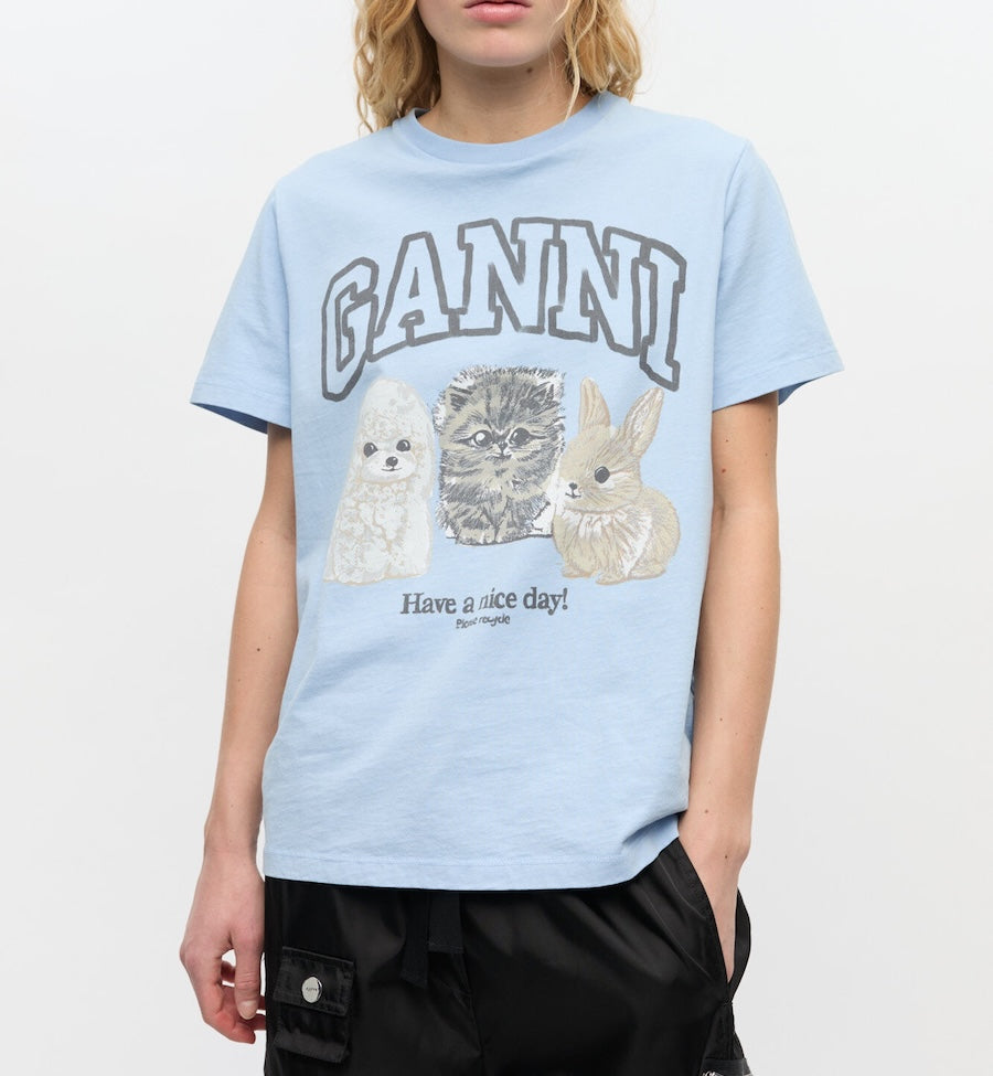 GANNI Jersey Animals Relaxed T-skjorte