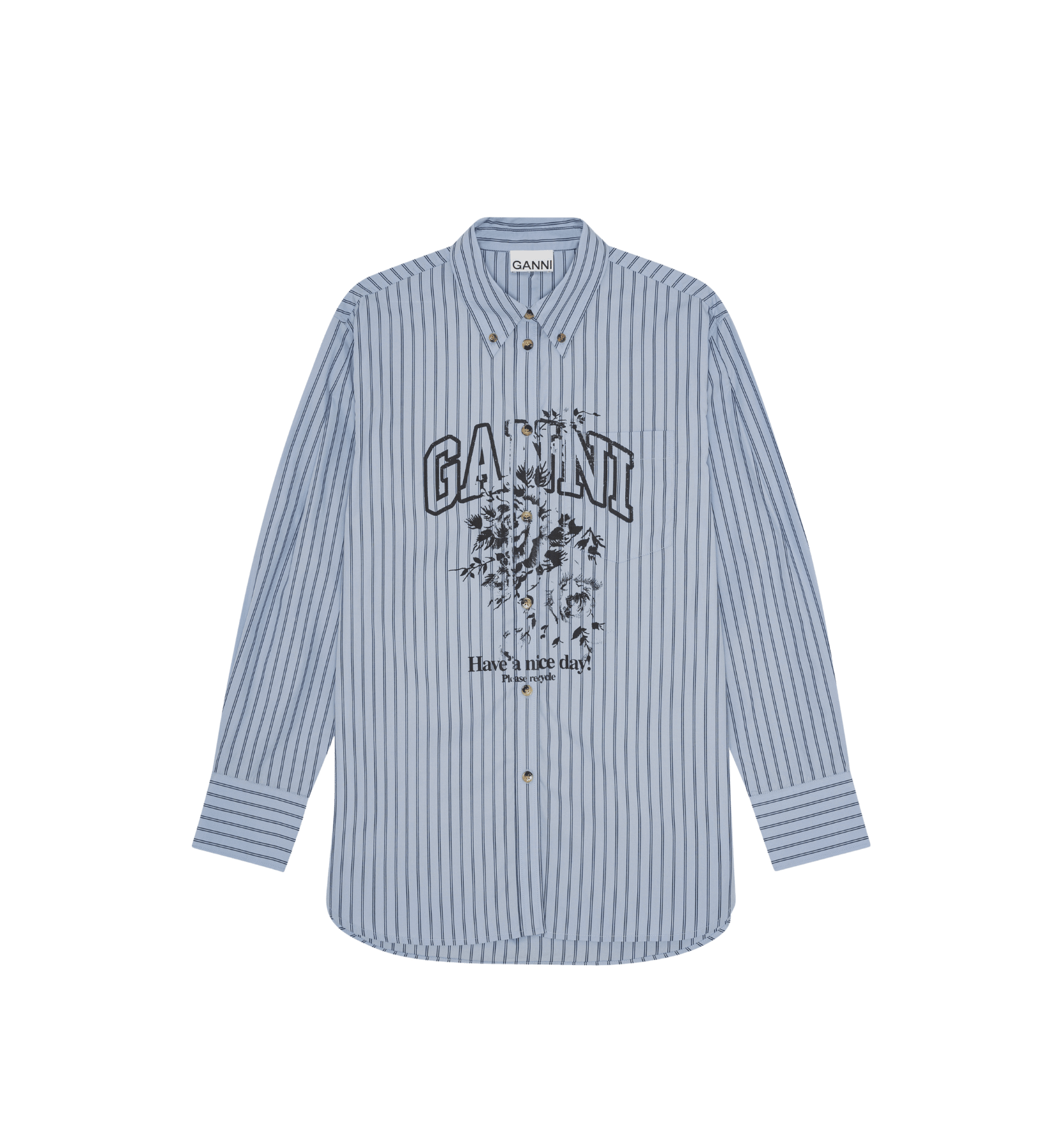 GANNI Strikk Bomulls Oversized Skjorte