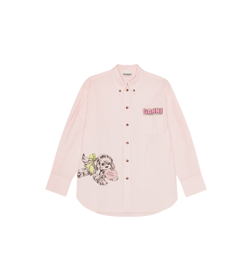 GANNI Stripe Bomulls Hund Oversized Skjorte